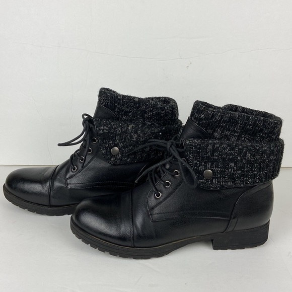 Jessica Cline Karlie Black Lace Up Sweater Booties - Picture 7 of 12